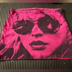 Vintage Blondie Debbie Harry Hot Pink Mini Skirt with Bonus Goth Punk Crop Top